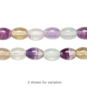 Multi-fluorite 1pkg1, oval bead natural 15.5-16 inch 8x6mm