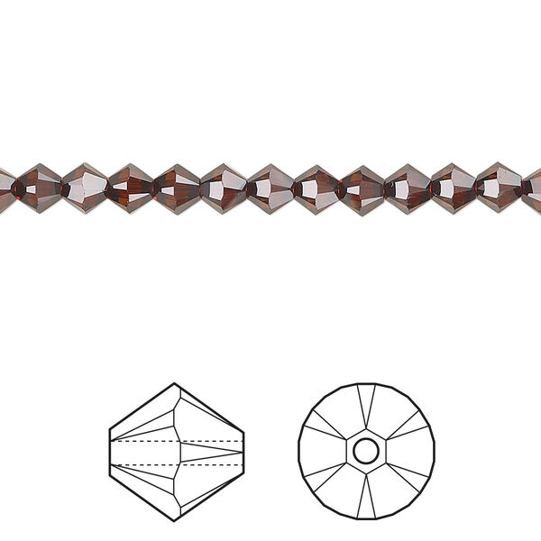 Bead 48pk smoked amber, Crystal Passions® 4mm bicone 5328 image number 0