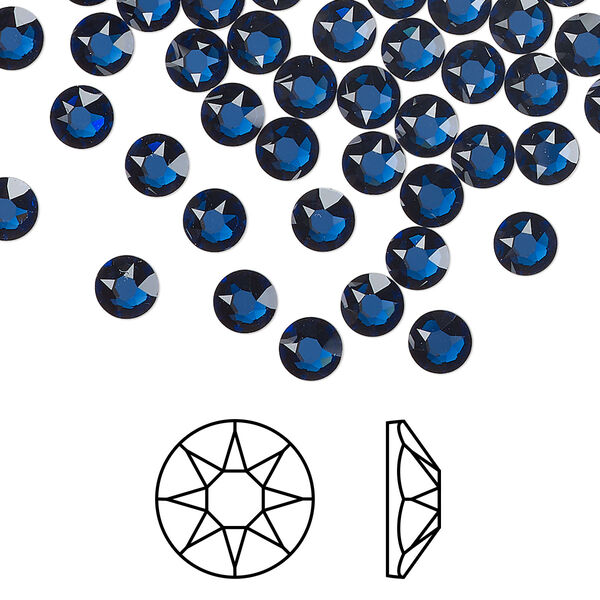 Flat back 144pk dark sapphire foil back, Crystal Passions® hotfix rhinestone Regenerated 4.6-4.8mm round SS20 2078 image number 0