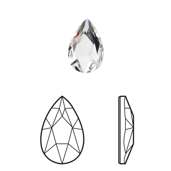 Flat back 24pk crystal foil back, Crystal Passions® 14x9mm pear 2303 image number 0