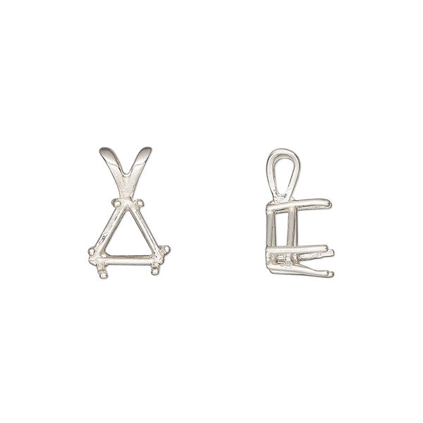 Pendant, Sure-Set™, sterling silver, 8mm with 6-prong triangle basket setting. Sold individually. image number 0