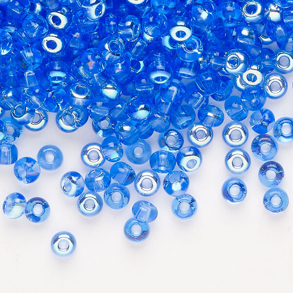Seed bead 1pkg1 glass #6 round, translucent denim blue AB image number 0