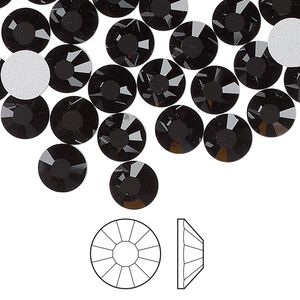 Flat back 12pk jet foil back, Preciosa Viva 12® Czech crystal rhinestone 7-7.3mm chaton rose round SS34