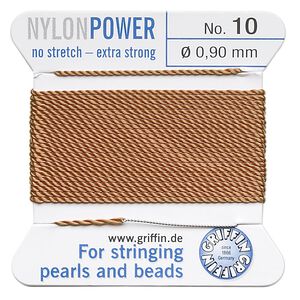 Thread, Griffin, nylon, cornelian, size #10. Sold per 2-meter card (approximately 78 inches).