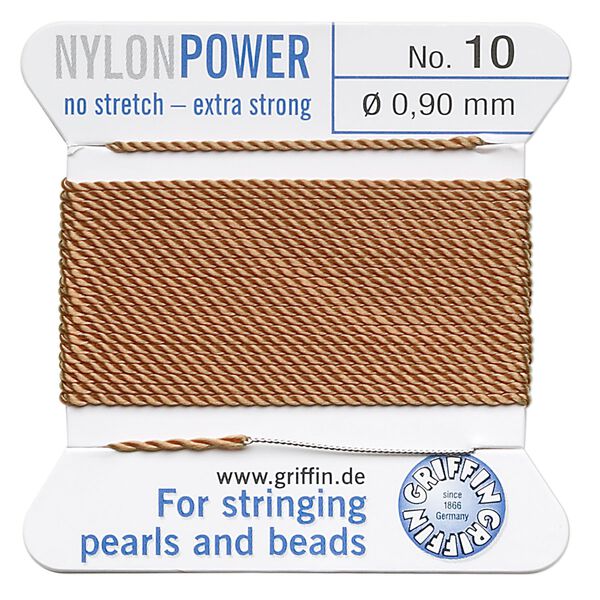 Thread, Griffin, nylon, cornelian, size #10. Sold per 2-meter card (approximately 78 inches). image number 0