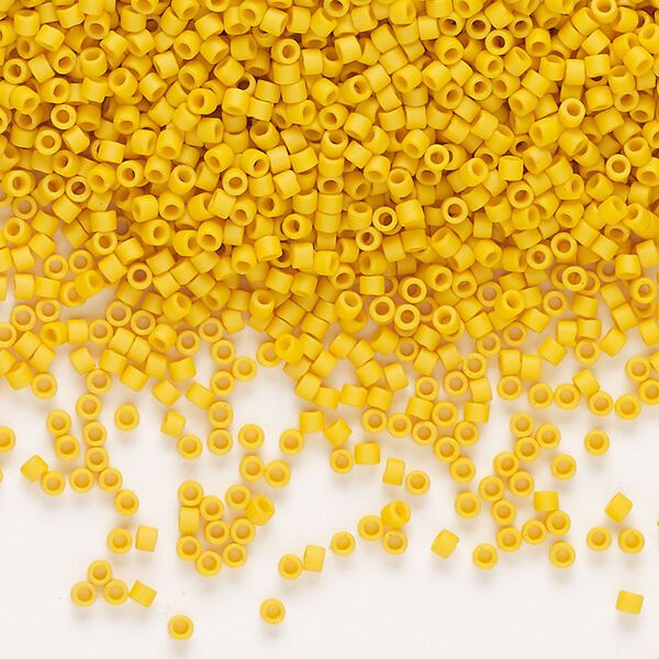 Seed bead, Delica®, glass, pkg/7.5g, #11 round, opaque matte glazed banana (DB-2285). image number 0