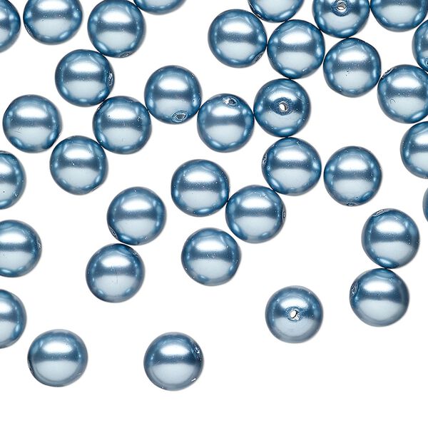 Bead druk Czech pearl-coated glass 60pk 6mm round, opaque sky blue image number 0
