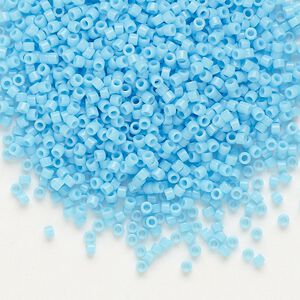 Seed bead, Delica®, glass, pkg/250g, #11 round, opaque turquoise blue (DB-0725).