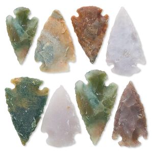 Fancy jasper 1pkg8, hand-knapped arrowhead focal natural 25-38mm