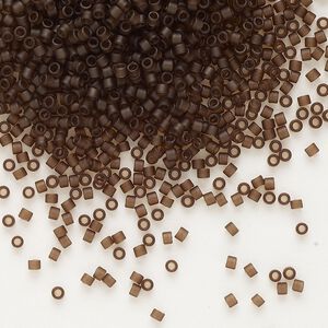 Seed bead, Delica®, glass, pkg/250g, #11 round, translucent matte root beer (DB-0769).