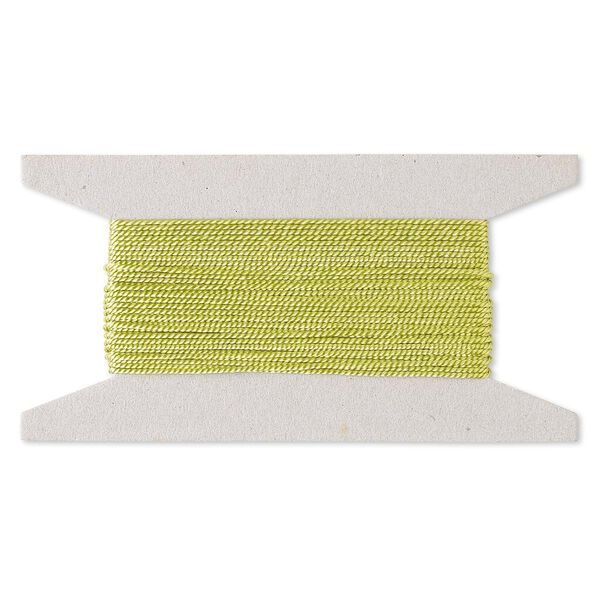 Cord, nylon, lime green, 1mm twisted. Sold per 100-foot spool. image number 0