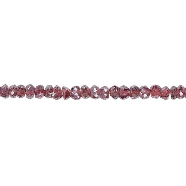 Bead, rhodolite garnet (coated), luster, 3x2mm-4x3mm hand-cut faceted rondelle with 0.4-1.4mm hole, C+ grade, Mohs hardness 7 to 7-1/2. Sold per 13-inch strand. image number 0