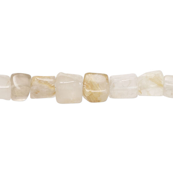 Golden rutilated quartz 1pkg1, hand-cut uneven cube bead natural, 13 inch 5x4mm-7x6mm image number 0