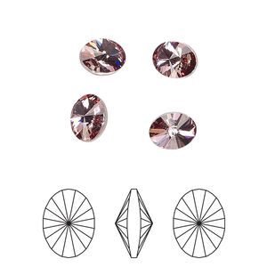 Chaton 6pk crystal antique pink foil back, Crystal Passions® 8x6mm oval rivoli 4122