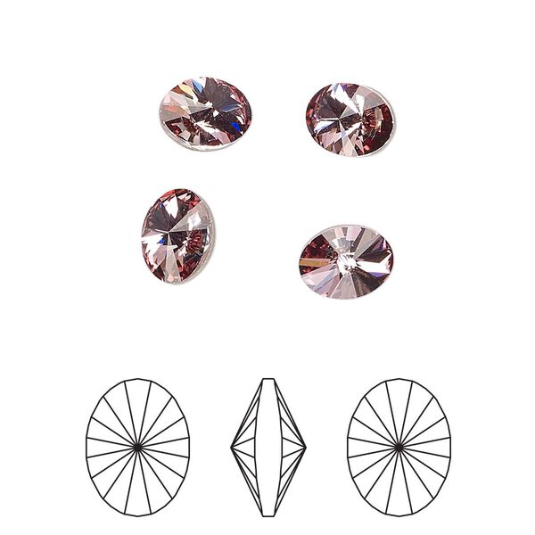 Chaton 6pk crystal antique pink foil back, Crystal Passions® 8x6mm oval rivoli 4122 image number 0