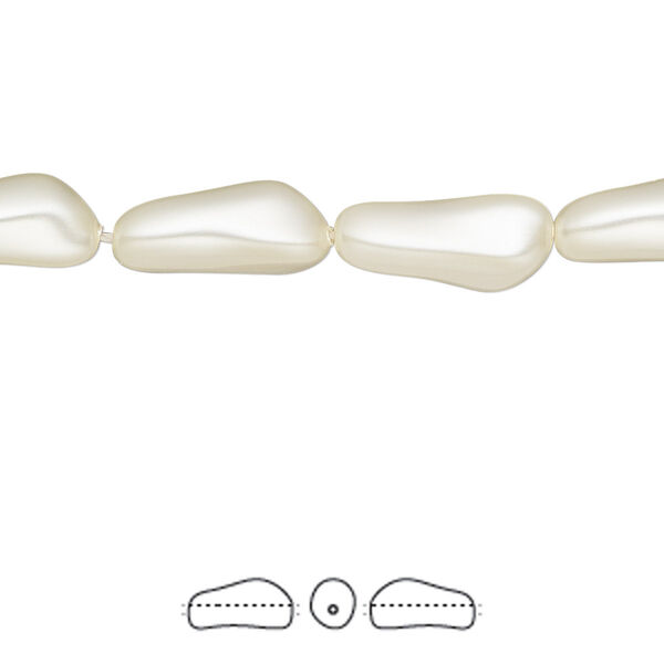 Pearl 10pk cream, Crystal Passions® 14x6mm baroque elongated 5844 image number 0