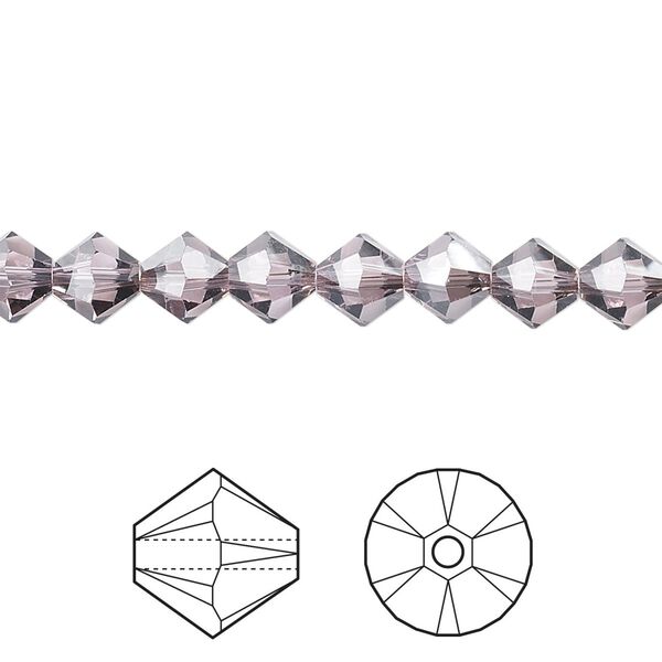 Bead 24pk light amethyst satin, Crystal Passions® 6mm bicone 5328 image number 0