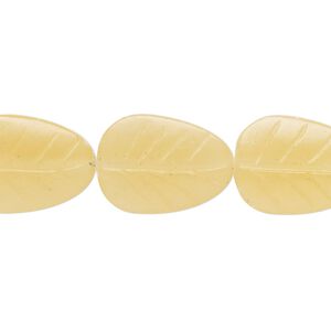 Yellow calcite 1pkg1, carved leaf bead 15.5-16 inch 18x13mm