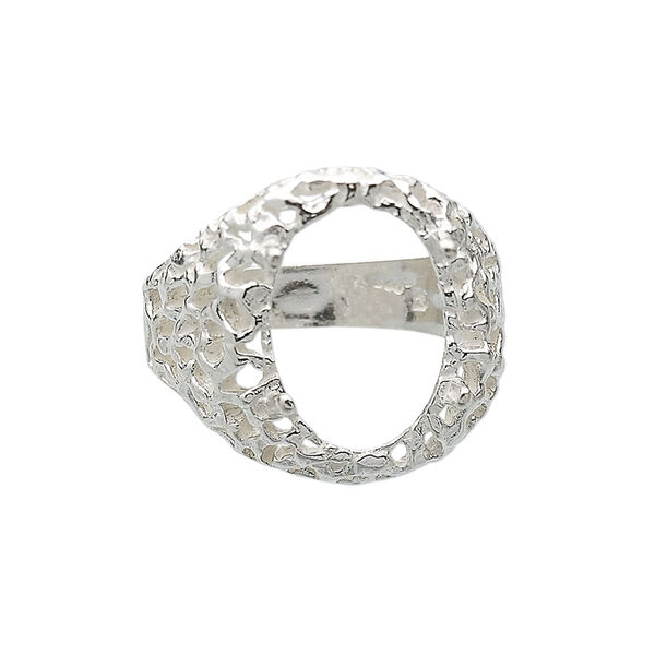 Ring, sterling silver, freeform band with 18x13mm 4-prong oval setting, size 10. Sold individually. image number 0