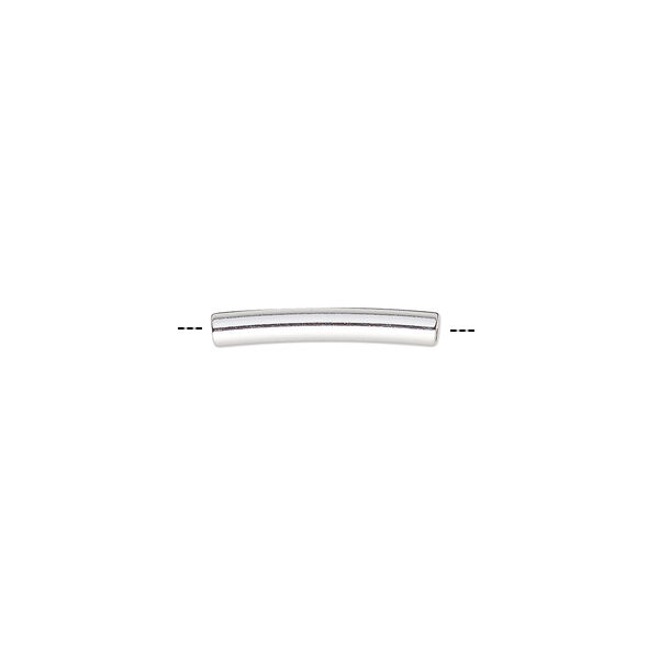 Bead, sterling silver-filled, 13x2mm curved tube. Sold per pkg of 10. image number 0