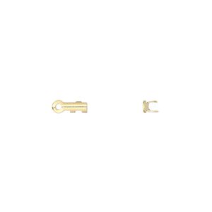 Cord end, fold-over, gold-plated brass, 7x2mm tube, 1.5mm inside diameter. Sold per pkg of 100.