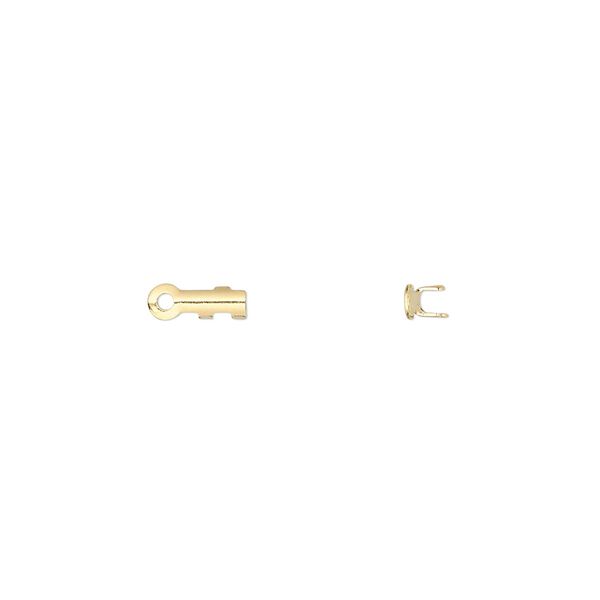 Cord end, fold-over, gold-plated brass, 7x2mm tube, 1.5mm inside diameter. Sold per pkg of 100. image number 0