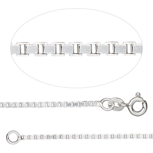 Chain, sterling silver, 1.4mm Venetian box, 24 inches. Sold individually. image number 0