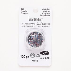 Flat back mix, hotfix rhinestone, pkg/120, 1.90-2.90mm round, SS6 / SS8 / SS10, pastels, foil back.