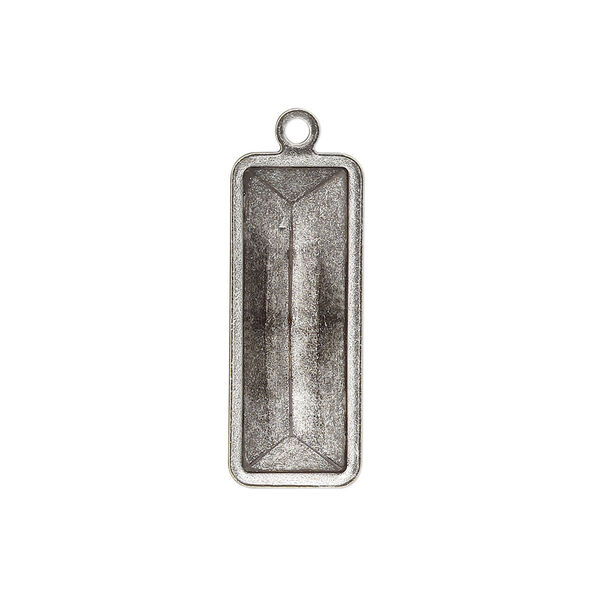 Drop, Almost Instant Jewelry®, antique silver-plated brass, 26x10.5mm rectangle with 24x8mm rectangle setting. Sold per pkg of 4. image number 0