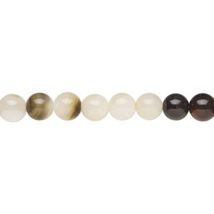 Bead, black lip shell (natural), 6mm round, Mohs hardness 3-1/2. Sold per 15-1/2 to 16-inch strand.