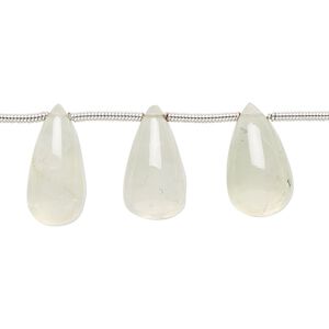 Prehnite 1pkg17, hand-cut top-drilled teardrop bead natural graduated 10x6mm-15x9mm