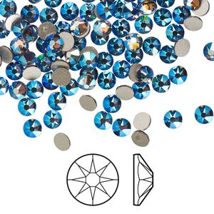 Flat back 1440pk black diamond shimmer foil back, Swarovski® 3.8-4mm rose round SS16 2088