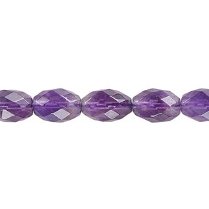 Amethyst 1pkg1, faceted oval bead natural 15.5-16 inch 10x7mm