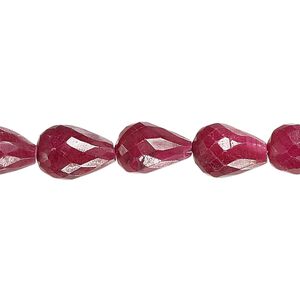 Indian ruby 1pkg1, hand-cut faceted teardrop bead 15 inch 8x6mm-12x8mm
