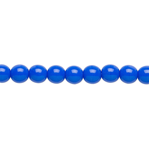 Bead, Czech glass druk, opaque blue, 6mm round. Sold per 15-1/2" to 16" strand. image number 0