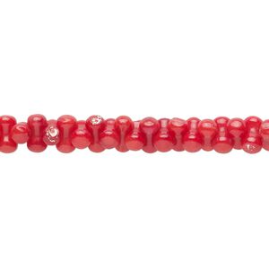 Bead, glass, pkg/6 inches, opaque dark red, 7x4mm peanut.