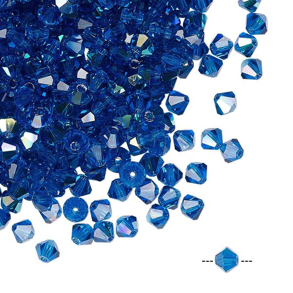 Bead 720pk Capri blue AB, Preciosa Czech crystal 4mm bicone image number 0