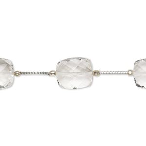 Quartz crystal 1pkg5, hand-cut faceted rectangle bead natural 12x10mm-14x10mm