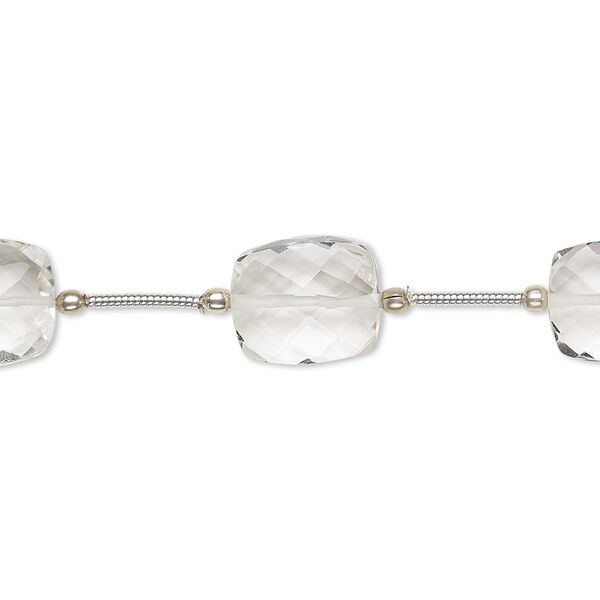 Quartz crystal 1pkg5, hand-cut faceted rectangle bead natural 12x10mm-14x10mm image number 0