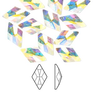 Flat back 144pk crystal AB foil back, Swarovski® 13x8mm rhombus 2709