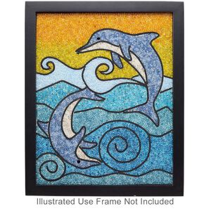 Sabrina Frey Bead Mosaic™ Starter Kit, glass / medium-density fiberboard / glue, pkg/1, multicolored, 8x10 inches with "Dolphins" design.
