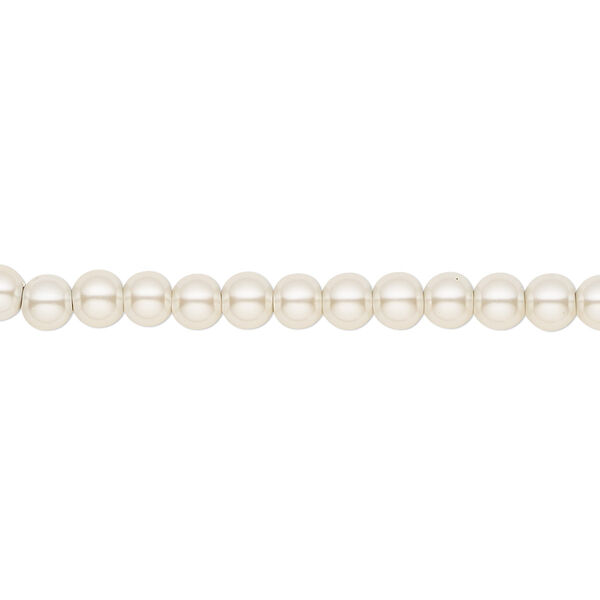Bead, Hemalyke™ (man-made), pearlescent ivory, 4mm round. Sold per 15-1/2" to 16" strand. image number 0