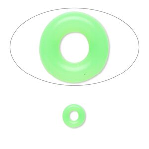 Component, Oh! Ring™, silicone, neon green, 7mm round with 3mm hole. Sold per pkg of 300.