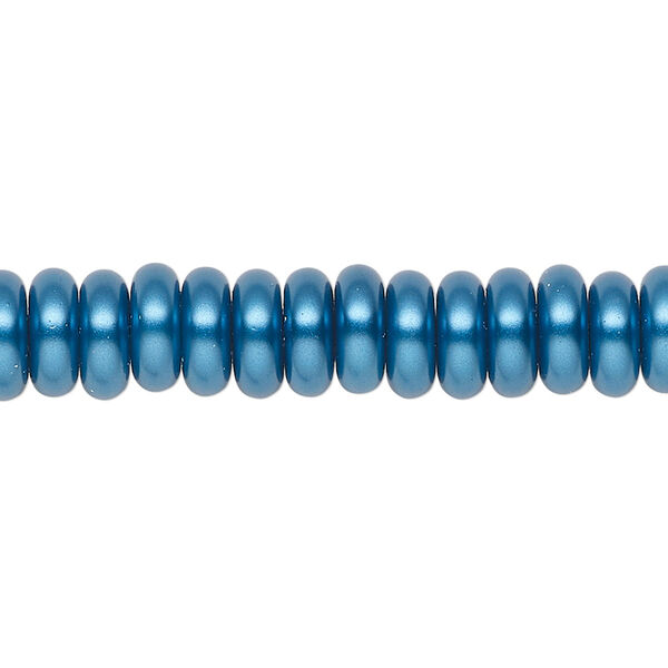 Pearl 1pk metallic blue, Celestial Crystal® 8x3mm rondelle 15.5-16 inch image number 0