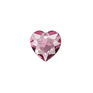 Drop 1pk rose, Crystal Passions® 14.5mm pendant heart cut 6432