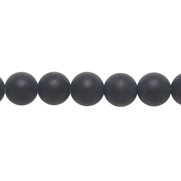 Bead, black onyx (dyed), matte, 8mm round, B grade, Mohs hardness 6-1/2 to 7. Sold per 15-1/2" to 16" strand. image number 0