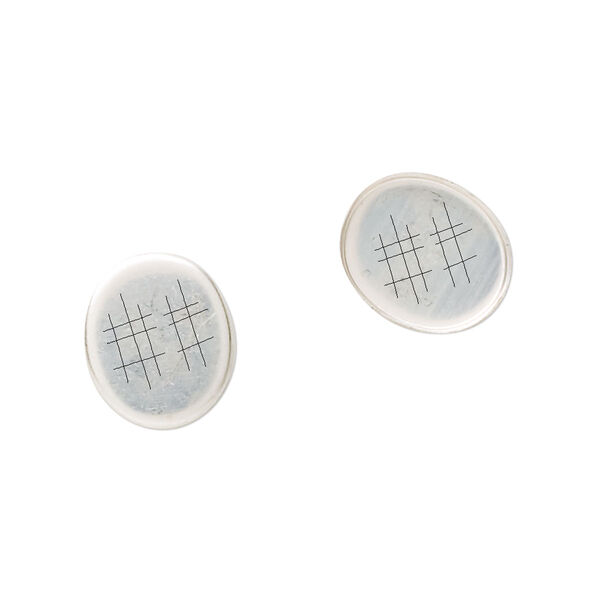 Bezel cup, sterling silver, solid back, 12x10mm unpolished oval. Sold per pkg of 2. image number 0