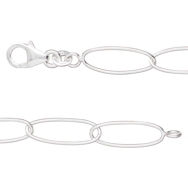 Sterling silver 1pkg1, oval chain 18 inch 8mm image number 0