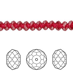 Bead 360pk scarlet, Swarovski® 6x4mm rondelle 5040