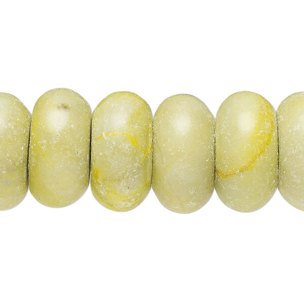 Bead, olive new "jade" (serpentine) (dyed), 17x8mm-18x10mm rondelle, C grade, Mohs hardness 2-1/2 to 6. Sold per 15" to 16" strand. image number 0